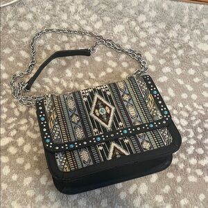 Chelsea28 Nordstrom Aztec Print Black Boho Crossbody Chain Purse